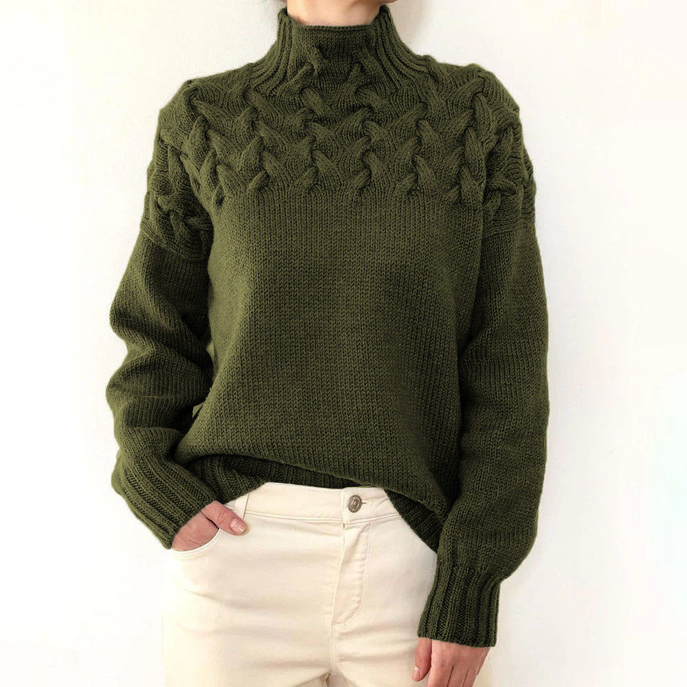 Pull Femme Col Roulé Manches Longues Coupe Décontractée