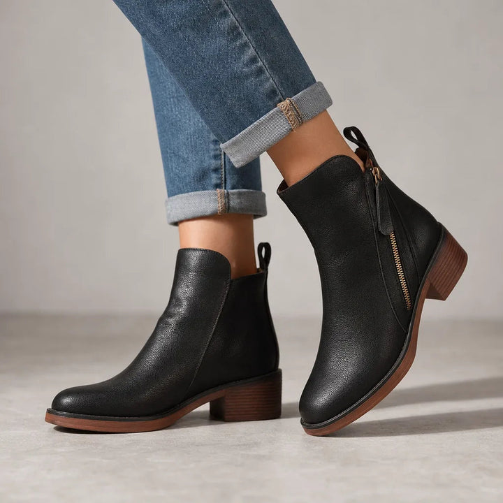 Bottines à zip apparent et talon bloc pour femme