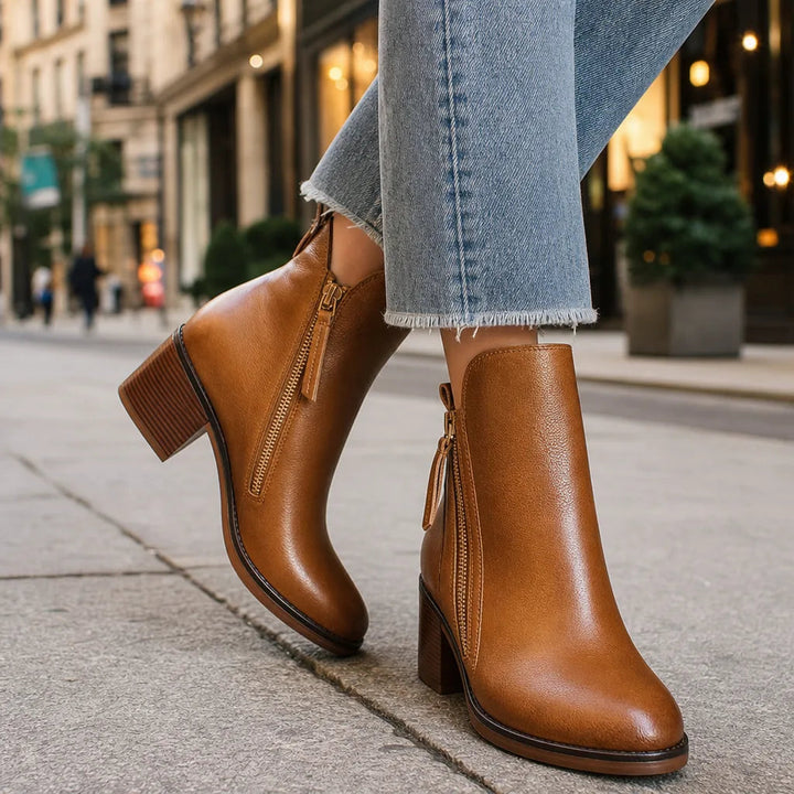 Bottines à zip apparent et talon bloc pour femme