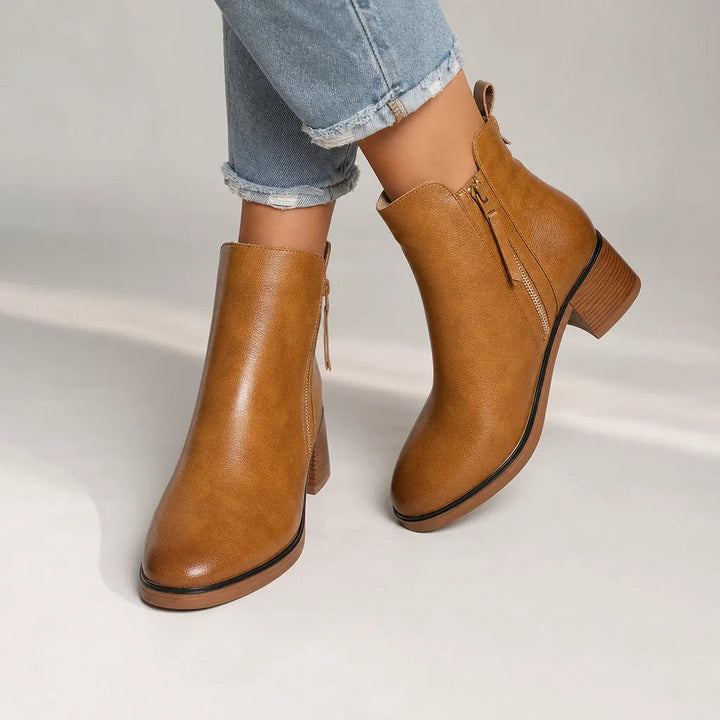 Bottines à zip apparent et talon bloc pour femme