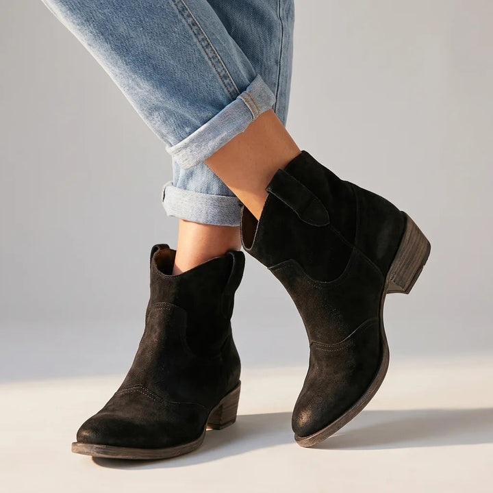 Bottes santiag à enfiler à finition patinée pour femme