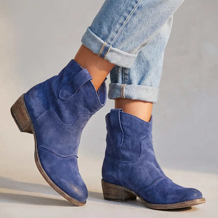 Bottes santiag à enfiler à finition patinée pour femme