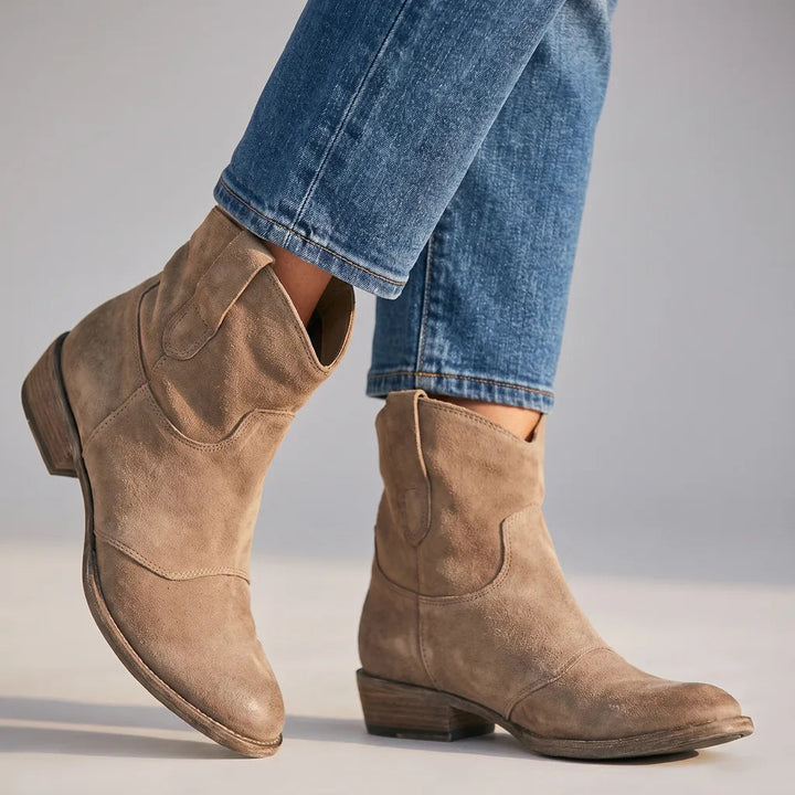 Bottes santiag à enfiler à finition patinée pour femme
