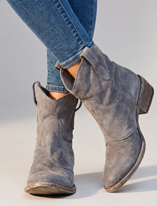 Bottes santiag à enfiler à finition patinée pour femme