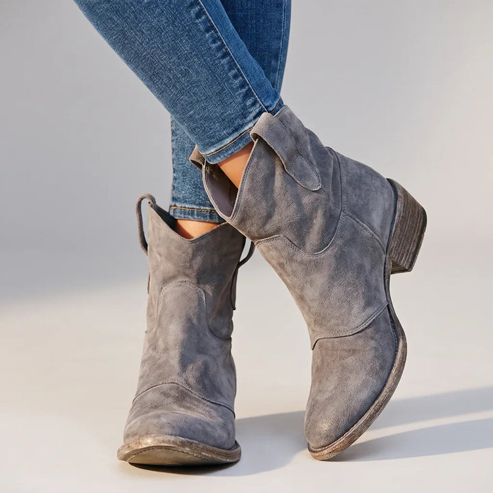 Bottes santiag à enfiler à finition patinée pour femme