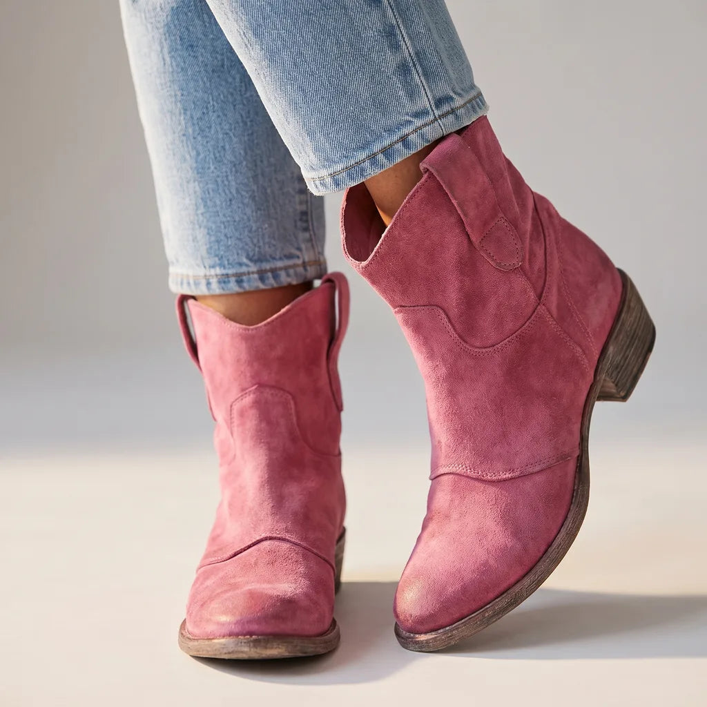 Bottes santiag à enfiler à finition patinée pour femme