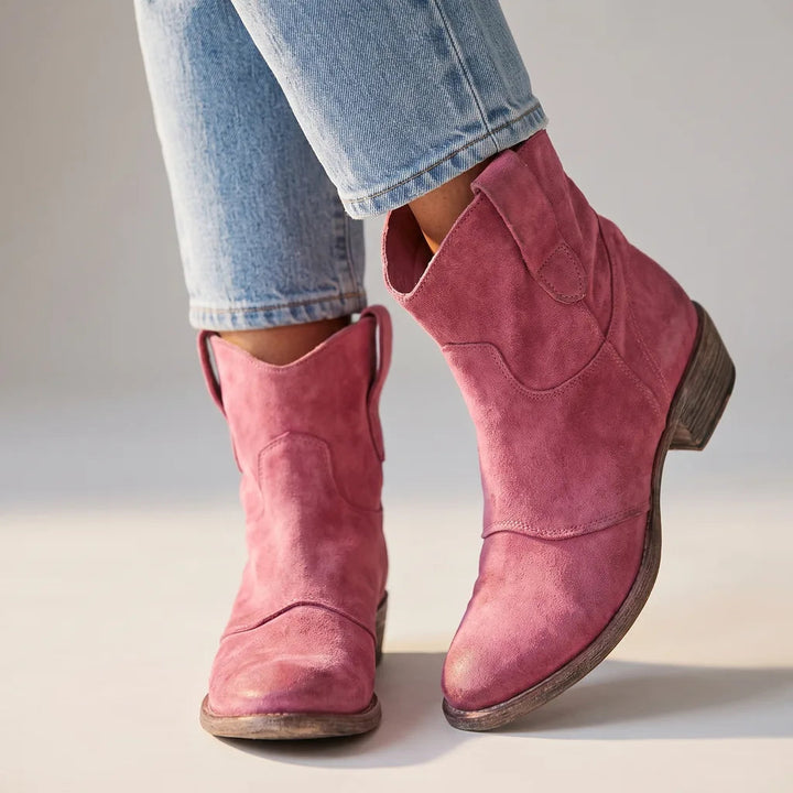 Bottes santiag à enfiler à finition patinée pour femme