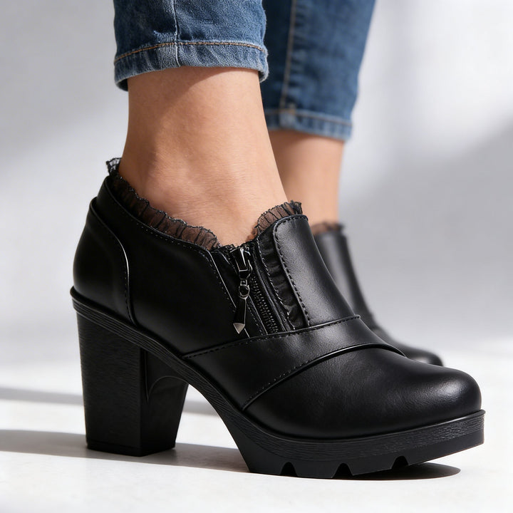 Bottines col en dentelle femme