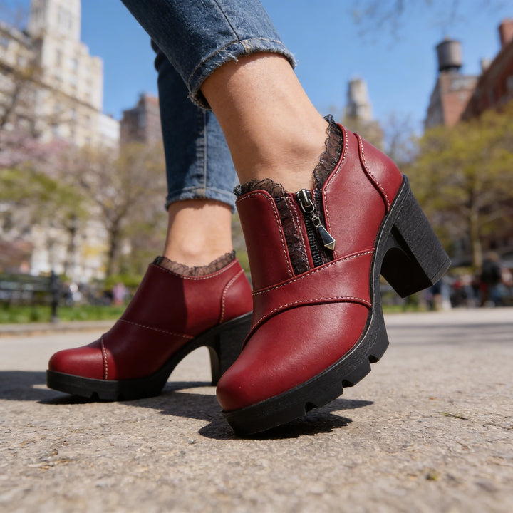 Bottines col en dentelle femme