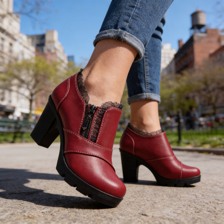 Bottines col en dentelle femme