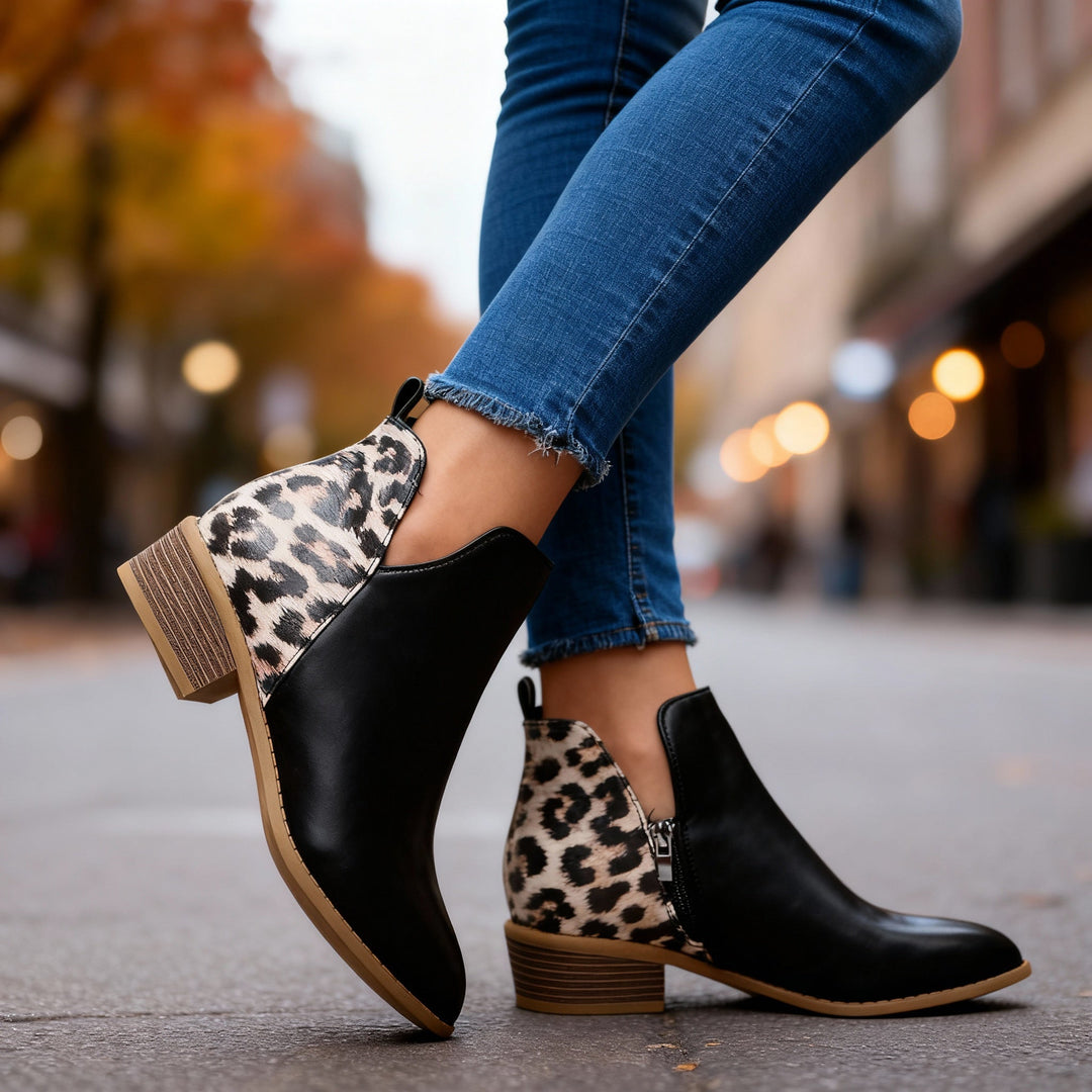 Bottines imprimé léopard femme