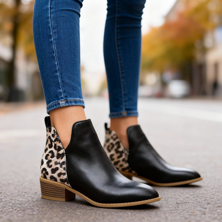 Bottines imprimé léopard femme