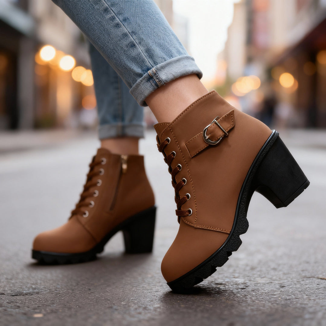 Bottines similicuir à talon femme