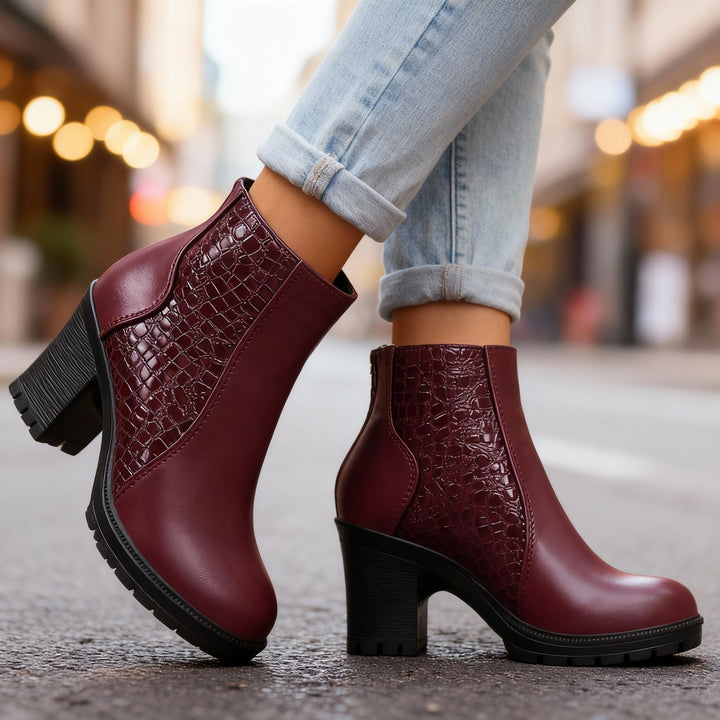 Bottines effet croco femme