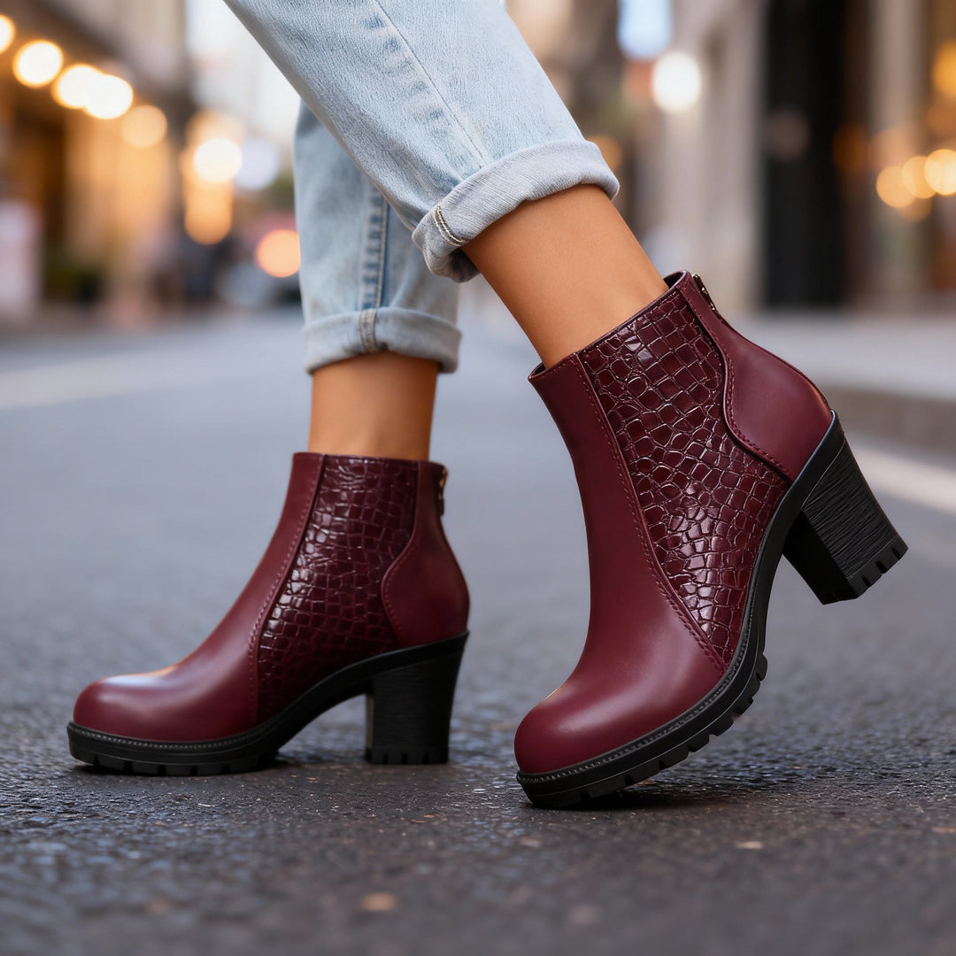 Bottines effet croco femme