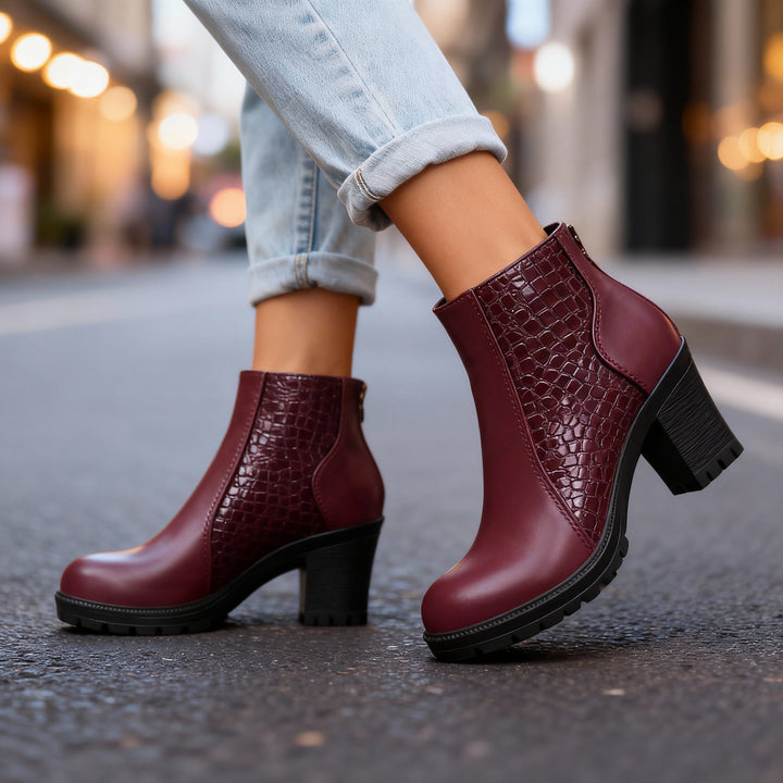 Bottines effet croco femme
