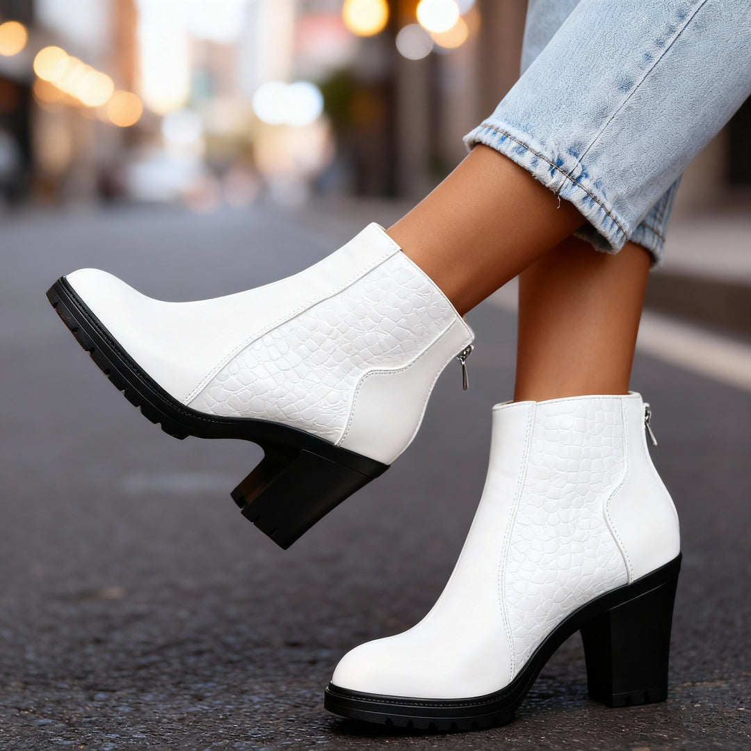 Bottines effet croco femme