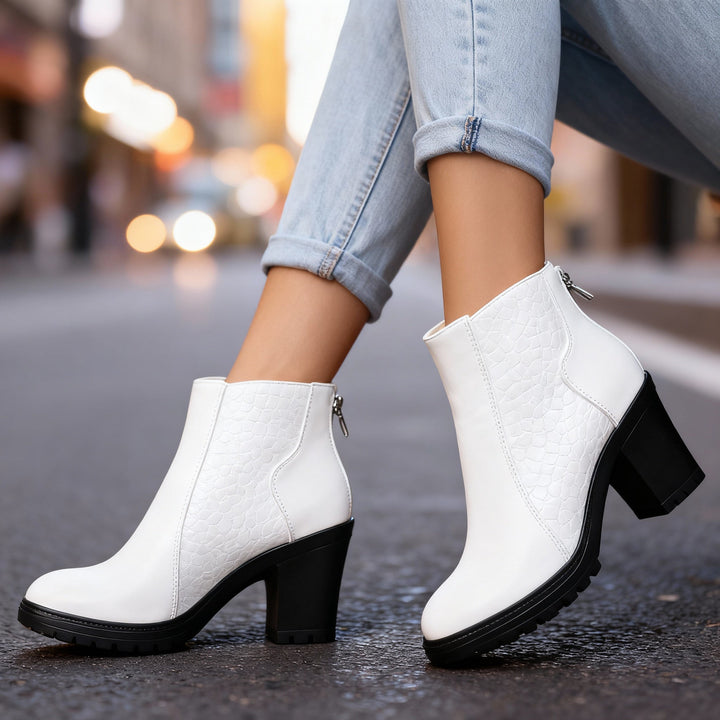Bottines effet croco femme