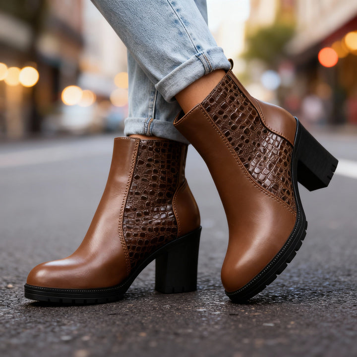 Bottines effet croco femme