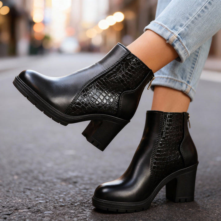Bottines effet croco femme