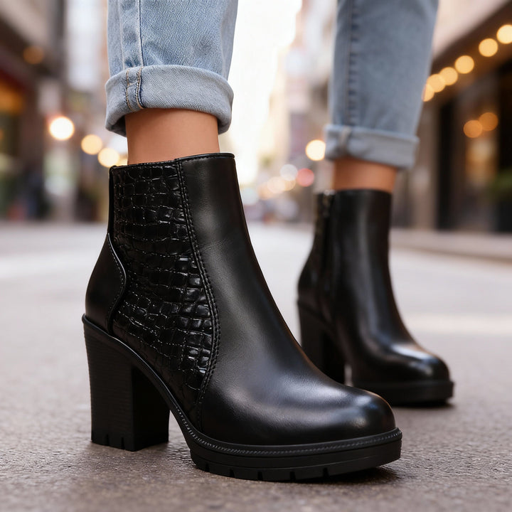 Bottines effet croco femme