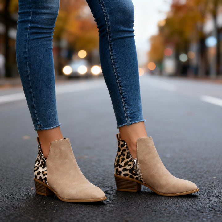 Bottines imprimé léopard femme