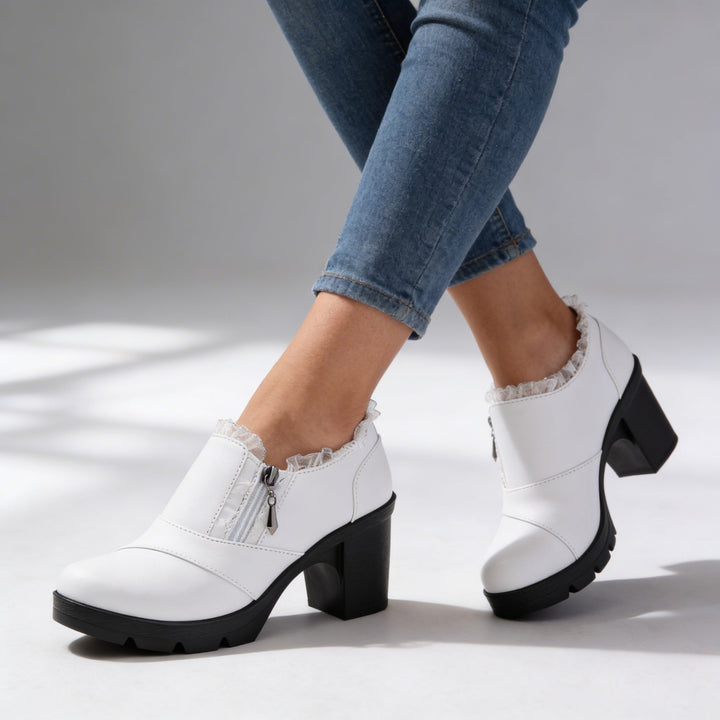 Bottines col en dentelle femme