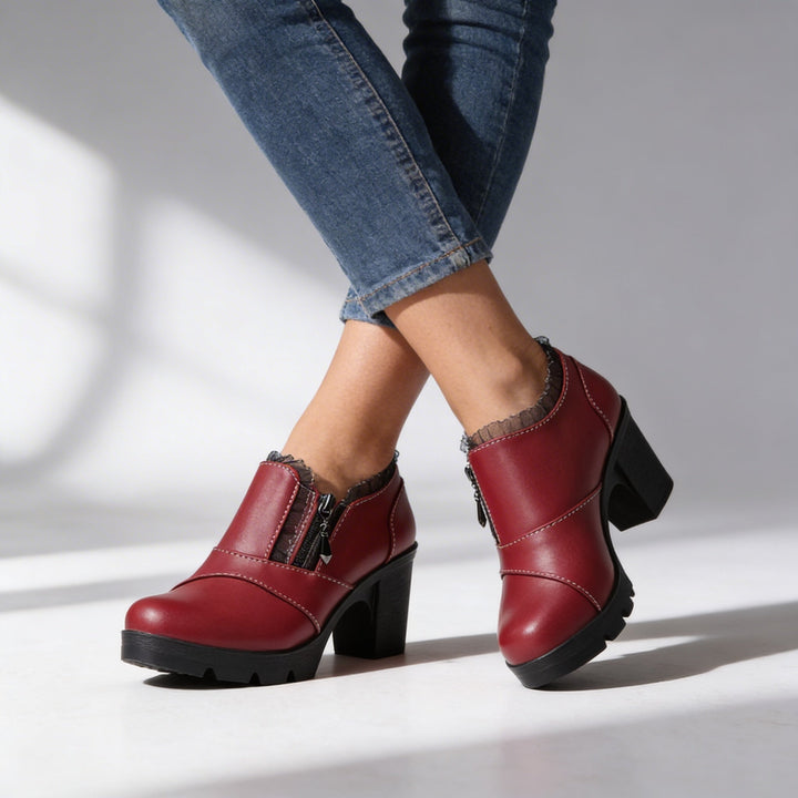 Bottines col en dentelle femme