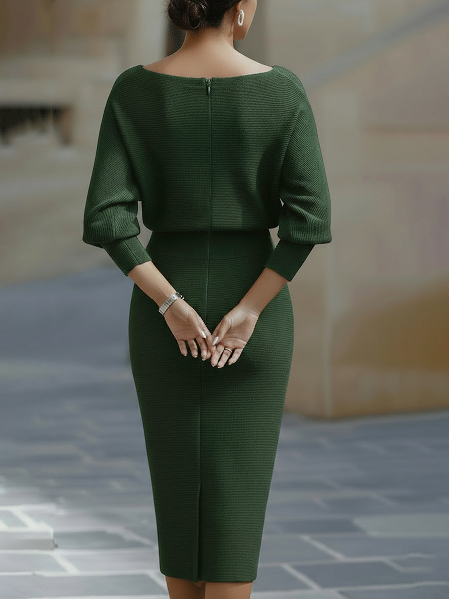 Brielle – Robe Midi Drapée Élégante