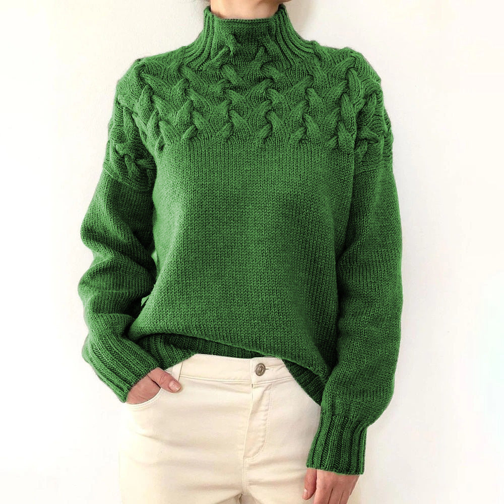Pull Femme Col Roulé Manches Longues Coupe Décontractée