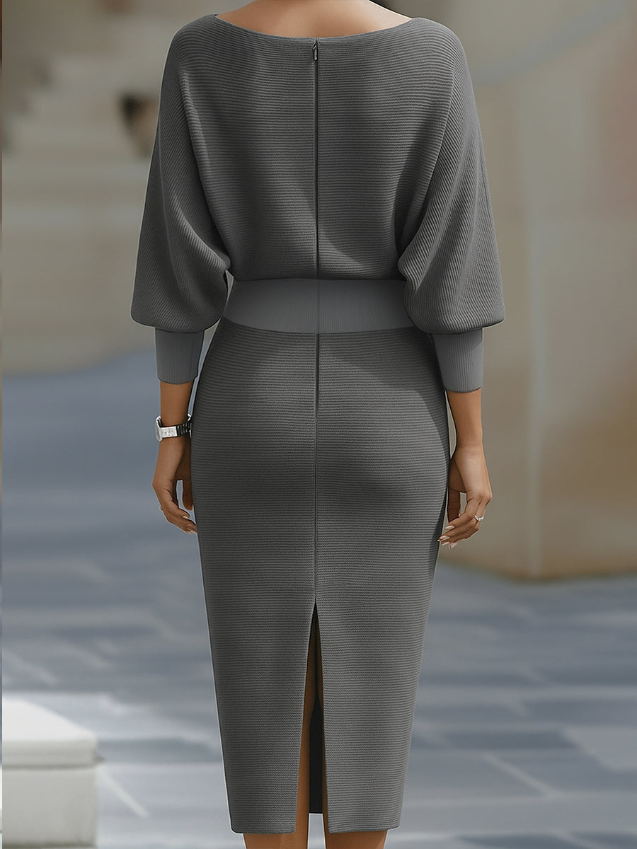 Brielle – Robe Midi Drapée Élégante