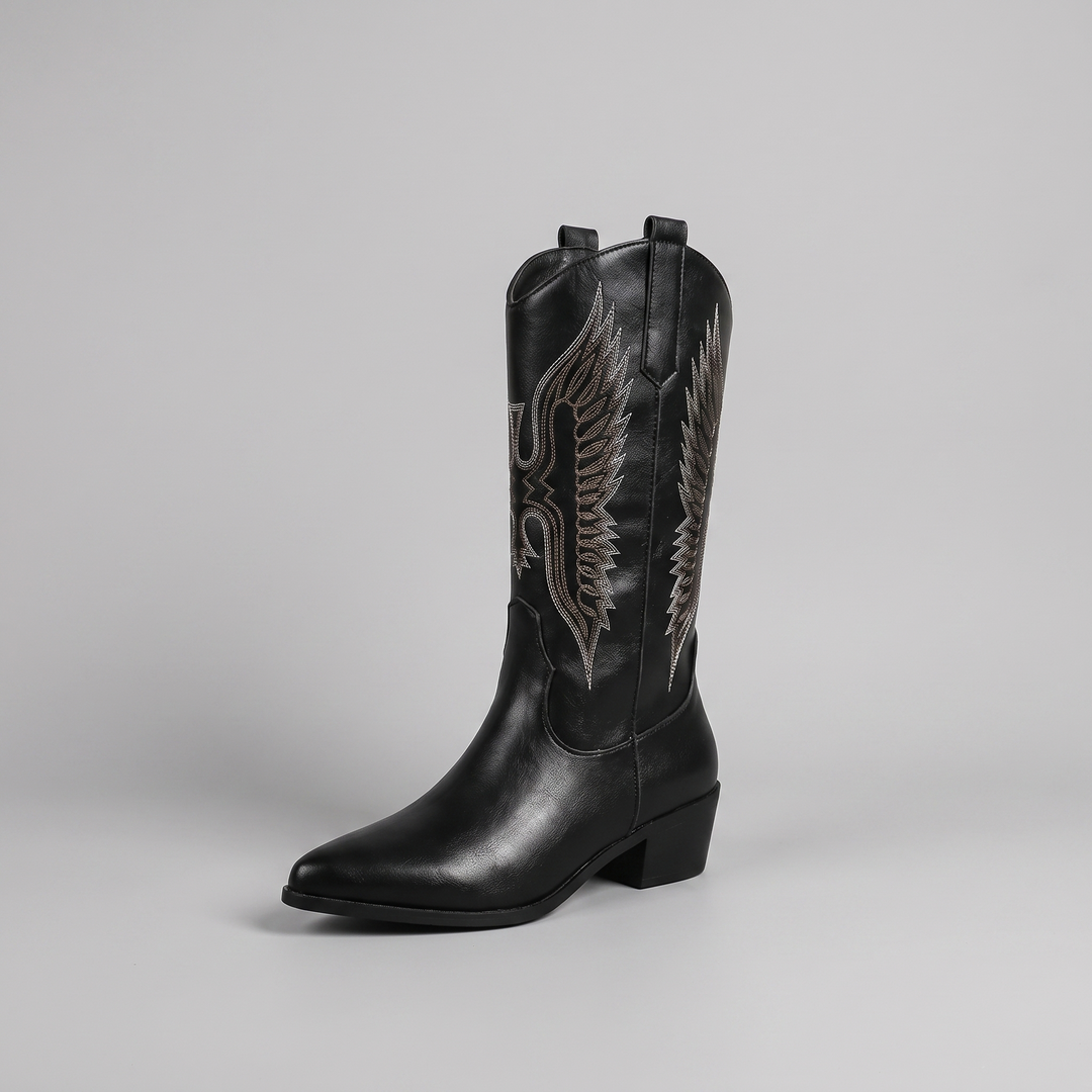Bottes santiag brodées blanches femme