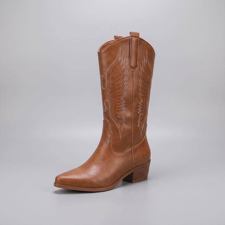 Bottes santiag brodées blanches femme
