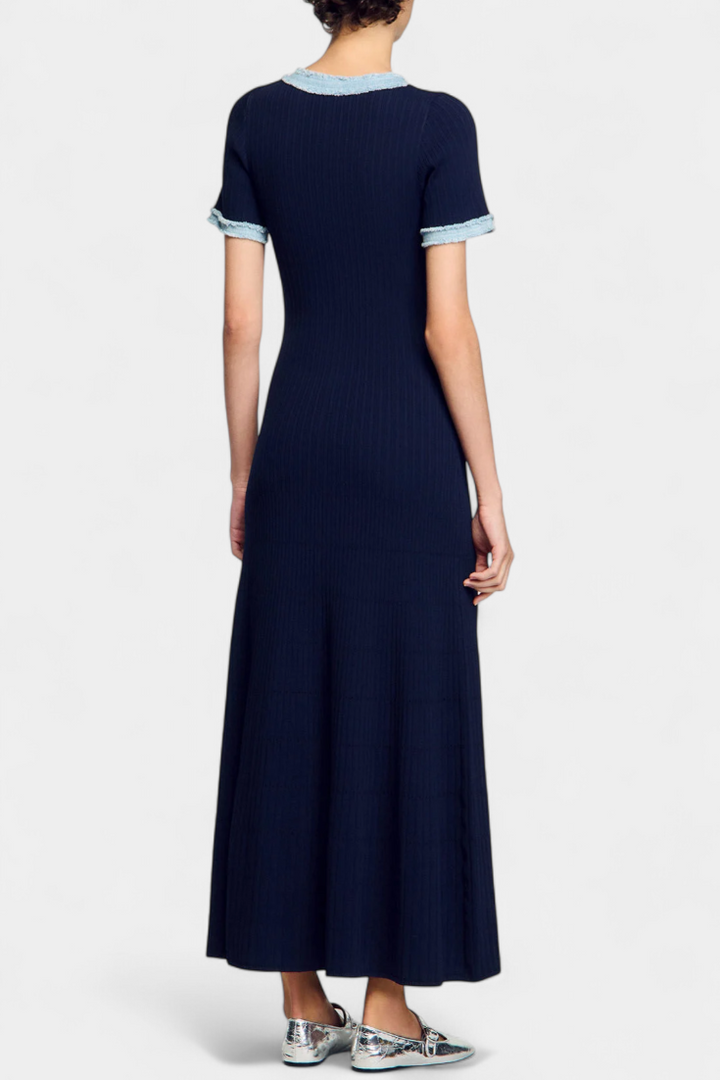 Alexia Robe Polo en Tricot à Col Ouvert et Détails Boutonnés