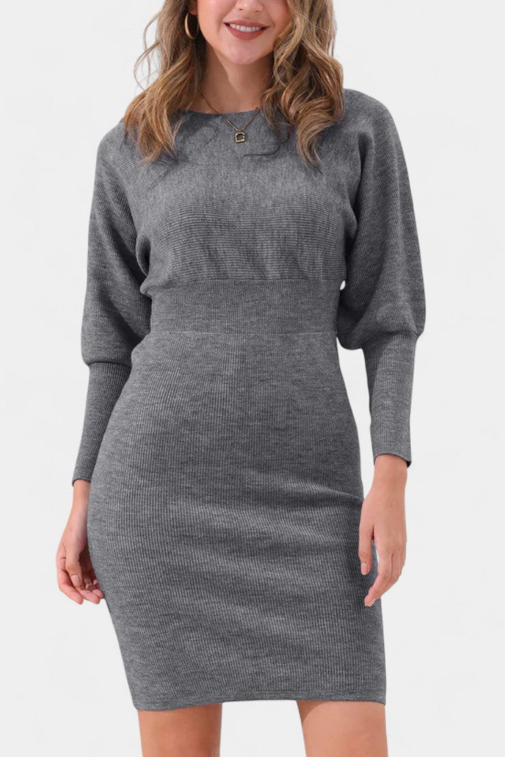 Abélise Robe Pull Midi Ajustée à Manches Longues