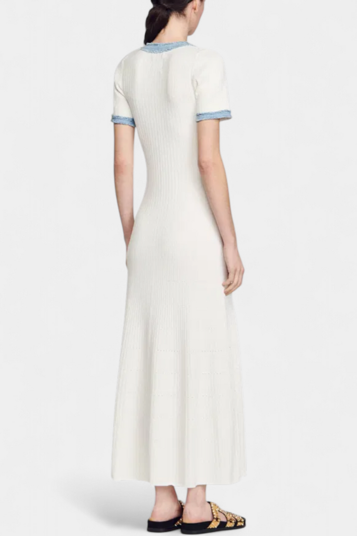 Alexia Robe Polo en Tricot à Col Ouvert et Détails Boutonnés