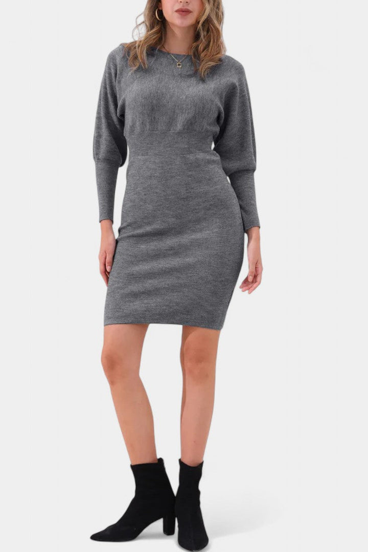 Abélise Robe Pull Midi Ajustée à Manches Longues
