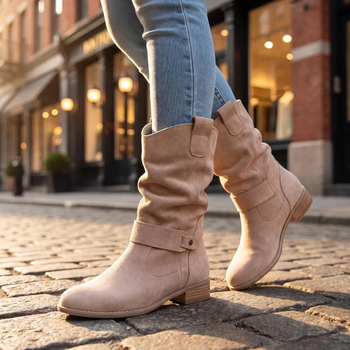 Bottes beige femme