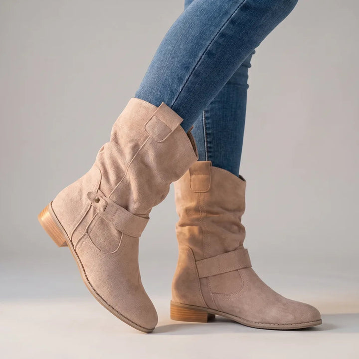 Bottes beige femme