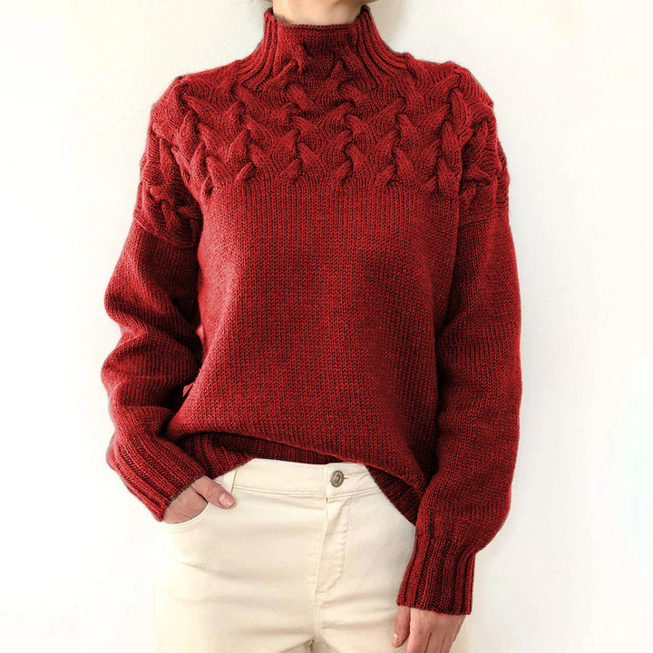 Pull Femme Col Roulé Manches Longues Coupe Décontractée