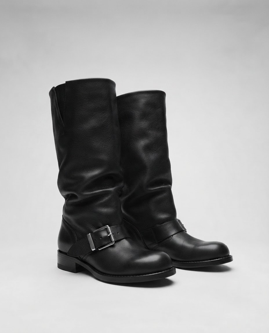 Bottes motardes noires femme