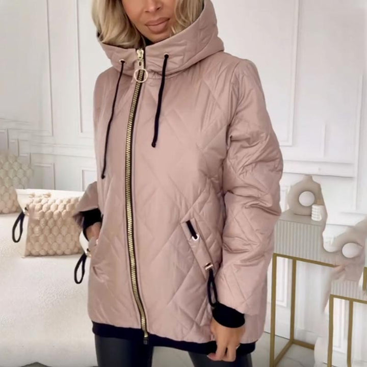 Veste Femme à Capuche Col Montant Doublée Cordons Ajustables