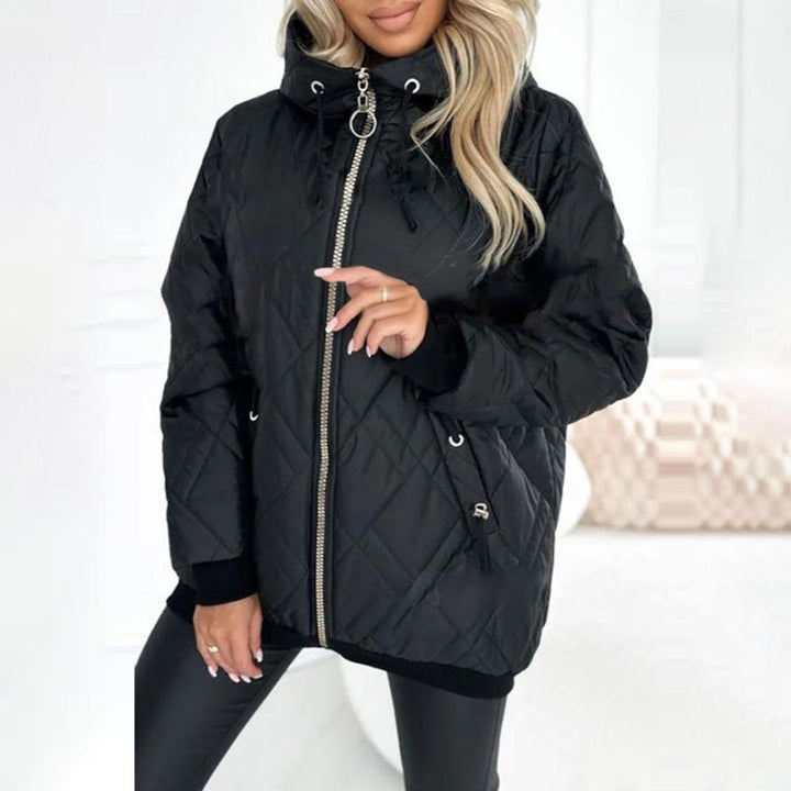 Veste Femme à Capuche Col Montant Doublée Cordons Ajustables