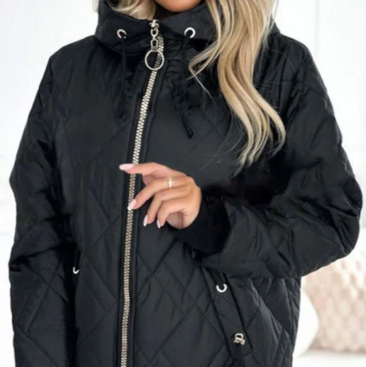 Veste Femme à Capuche Col Montant Doublée Cordons Ajustables