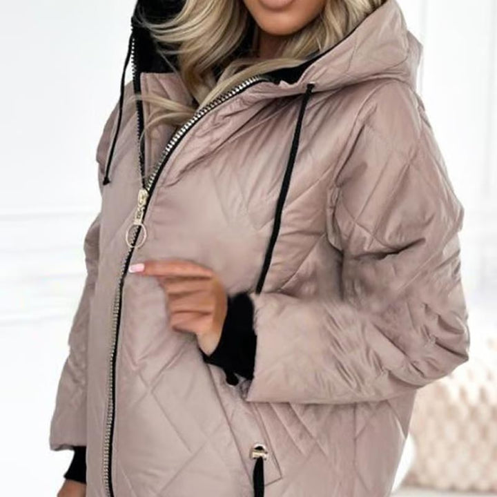 Veste Femme à Capuche Col Montant Doublée Cordons Ajustables