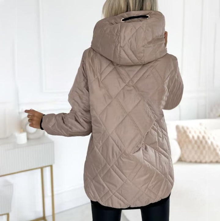 Veste Femme à Capuche Col Montant Doublée Cordons Ajustables