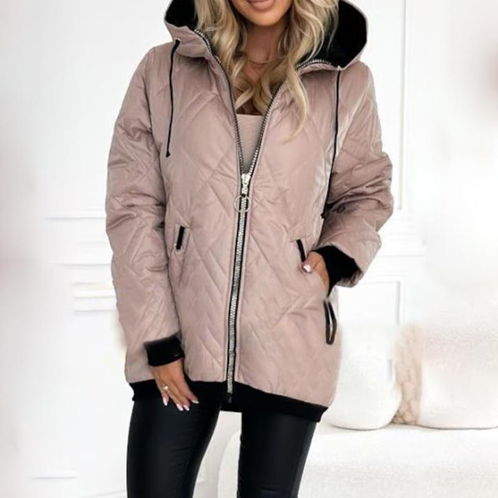 Veste Femme à Capuche Col Montant Doublée Cordons Ajustables