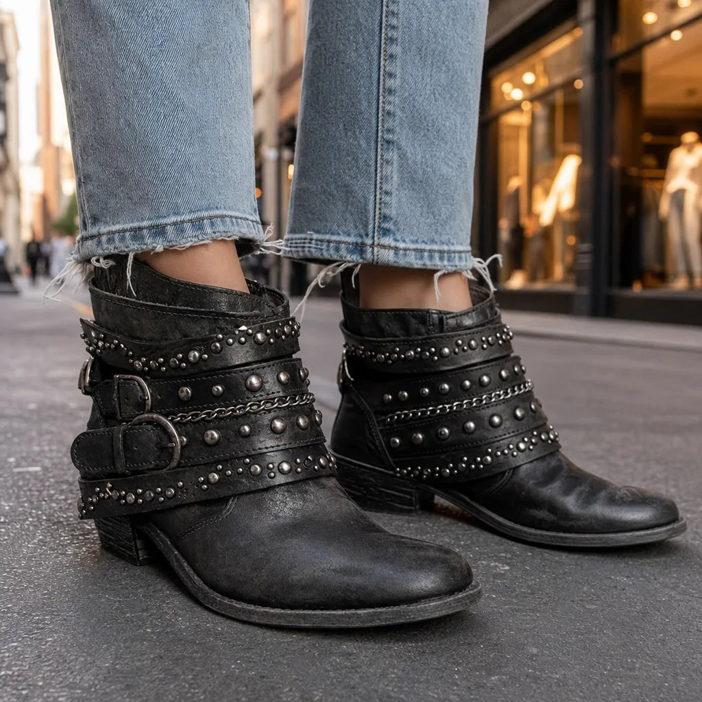 Bottines western noir femme