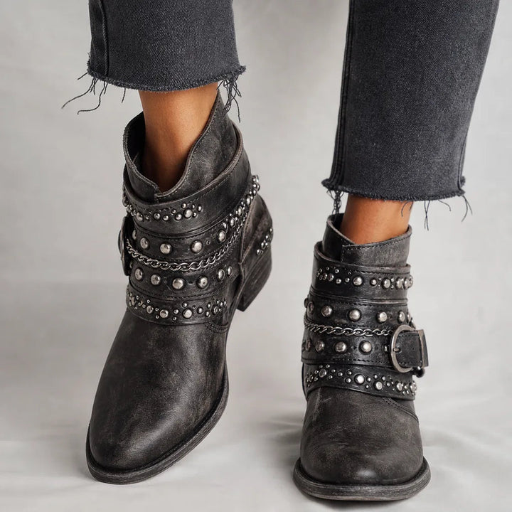 Bottines western noir femme