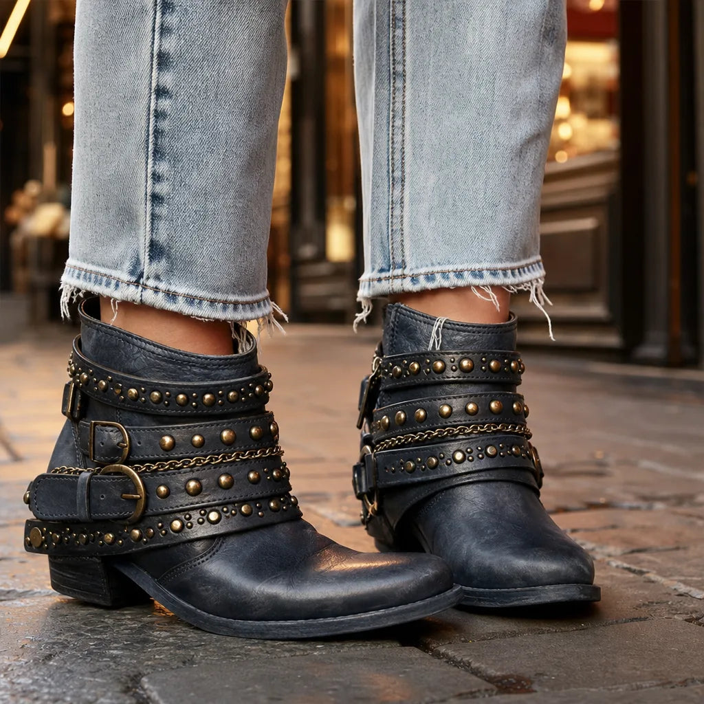 Bottines western bleu femme